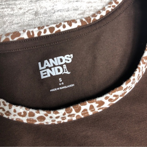 Lands End 2 piece lounge pajama set size small 6/8 brown leopard - Picture 5 of 11